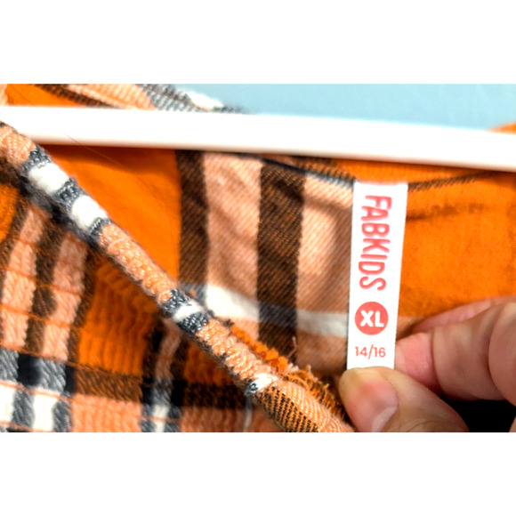 FABKIDS Orange Plaid Dress XL Girls 14/16 Fall - Picture 3 of 4